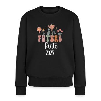 Tante 2025 Future Flowers Schwangerschaftsankündigung - Frauen Premium Bio Pullover - Schwarz - Vorne - Julia (174cm)