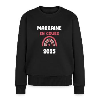 2025 marraine en cours annonce grossesse - Pull Premium bio Femme - noir - Devant - Julia (174cm)