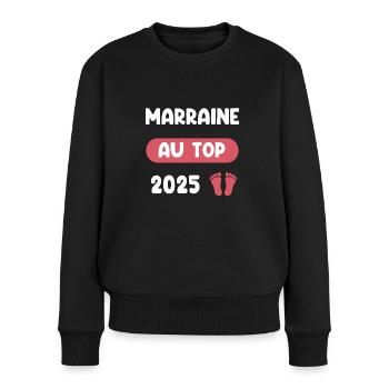 au top 2025 marraine annonce grossesse - Pull Premium bio Femme - noir - Devant - Julia (174cm)