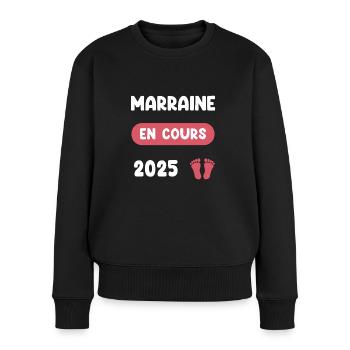 Laufender Sponsor für die Ankündigung einer Schwangerschaft 2025 - Frauen Premium Bio Pullover - Schwarz - Vorne - Julia (174cm)