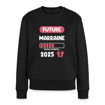 future 2025 marraine annonce grossesse - Pull Premium bio Femme - noir - Devant - Julia (174cm)