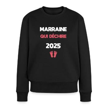 marraine qui déchire 2025 annonce grossesse - Pull Premium bio Femme - noir - Devant - Julia (174cm)