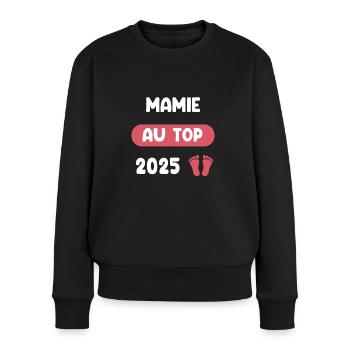 Top 2025 Oma kündigt Schwangerschaft an - Frauen Premium Bio Pullover - Schwarz - Vorne - Julia (174cm)