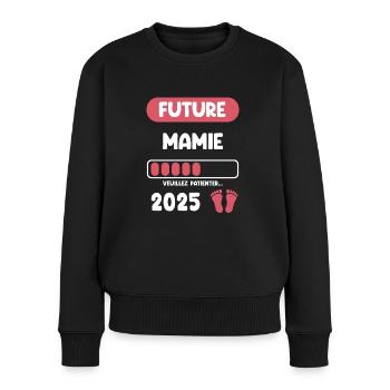 Zukunft 2025 Oma kündigt Schwangerschaft an - Frauen Premium Bio Pullover - Schwarz - Vorne - Julia (174cm)