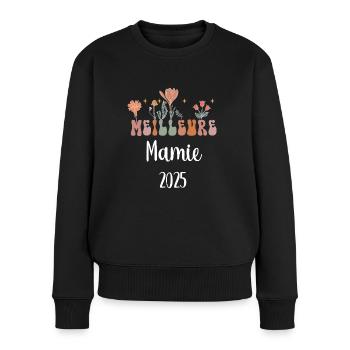 mamie 2025 meilleure fleurs annonce grossesse - Pull Premium bio Femme - noir - Devant - Julia (174cm)