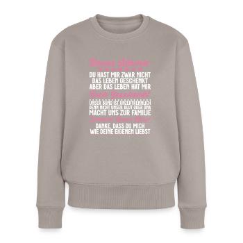 Bonus Mama Muttertag Mutterschaft Mama Elternteil - Frauen Premium Bio Pullover - Taupe - Vorne - Julia (174cm)