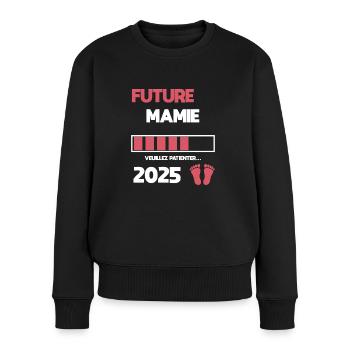 mamie future 2025 annonce grossesse - Pull Premium bio Femme - noir - Devant - Julia (174cm)