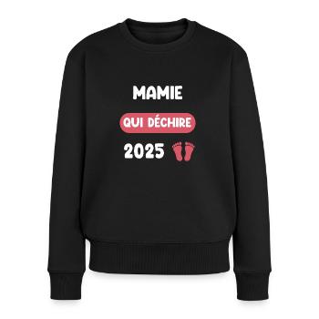 qui déchire 2025 mamie annonce grossesse - Pull Premium bio Femme - noir - Devant - Julia (174cm)