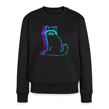 raton laveur rétro Possum Street Cat Vaporwave - Pull Premium bio Femme - noir - Devant - Julia (174cm)
