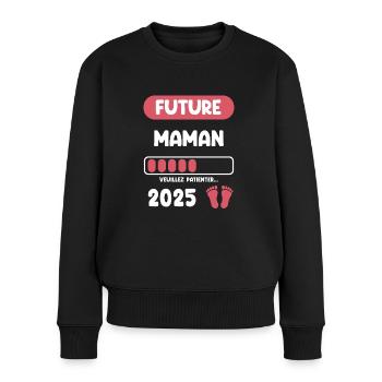 Future 2025 Mama kündigt Schwangerschaft an - Frauen Premium Bio Pullover - Schwarz - Vorne - Julia (174cm)