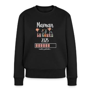 Mama 2025 Laufende Blumen Schwangerschaft Ankündigung - Frauen Premium Bio Pullover - Schwarz - Vorne - Julia (174cm)