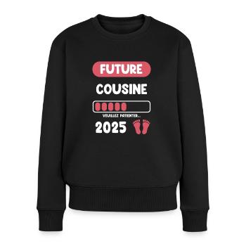 Future 2025 Cousin Pregnancy Announcement - Women's Premium Organic Jumper - black - Front - Julia (174cm)