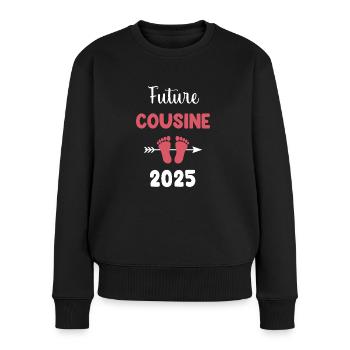 Ankündigung der Schwangerschaft der zukünftigen Cousine 2025 - Frauen Premium Bio Pullover - Schwarz - Vorne - Julia (174cm)