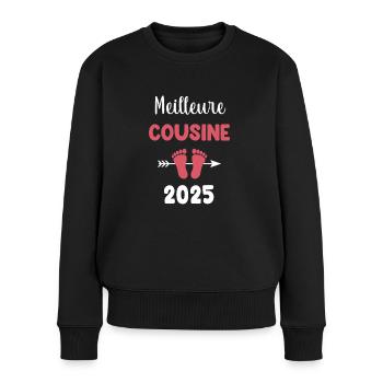 Beste Cousine 2025 Schwangerschaftsankündigung - Frauen Premium Bio Pullover - Schwarz - Vorne - Julia (174cm)