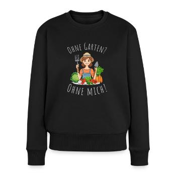 Gärtnerin aus Leidenschaft – Grün im Herzen - Frauen Premium Bio Pullover - Schwarz - Vorne - Julia (174cm)