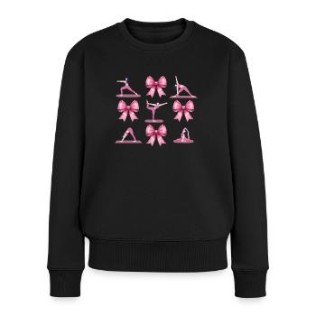 Kokette Bogen Pilates Fitness Workout Rosa - Frauen Premium Bio Pullover - Schwarz - Vorne - Julia (174cm)