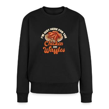 Chicken Und Waffeln - Frauen Premium Bio Pullover - Schwarz - Vorne - Julia (174cm)