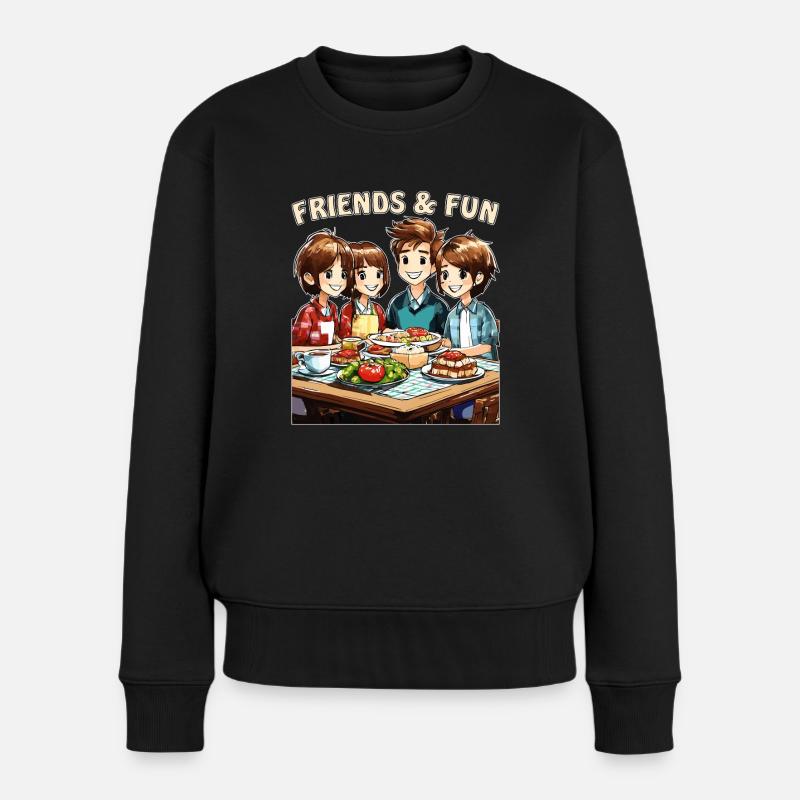 FREUNDE FRIENDS & FUN - Frauen Premium Bio Pullover - Schwarz