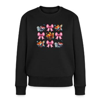 Coquette Bogen Goldfisch Fisch Mama Muttertag rosa - Frauen Premium Bio Pullover - Schwarz - Vorne - Julia (174cm)