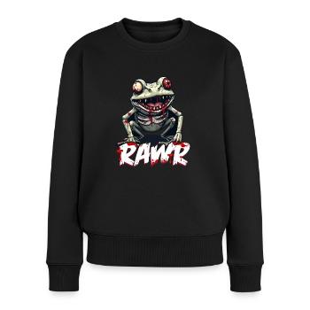 Gruseliger Zombie Frosch Kröte - Frauen Premium Bio Pullover - Schwarz - Vorne - Julia (174cm)