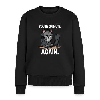 Homeoffice Katze - Frauen Premium Bio Pullover - Schwarz - Vorne - Julia (174cm)