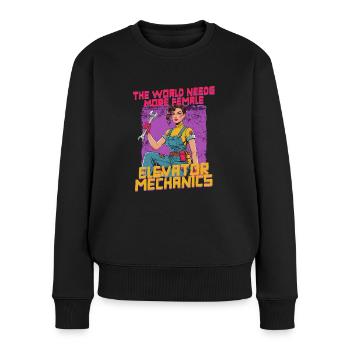 Aufzugsmechaniker Aufzugsmonteur - Frauen Premium Bio Pullover - Schwarz - Vorne - Julia (174cm)