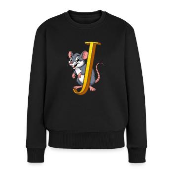 BUCHSTABE J - Frauen Premium Bio Pullover - Schwarz - Vorne - Julia (174cm)