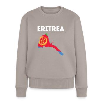 Eritrea Karte Mit Flagge Und Wappen - Frauen Premium Bio Pullover - Taupe - Vorne - Julia (174cm)