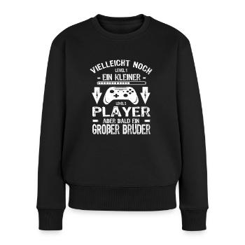 Bald ein Großer Bruder Level Laoding - Frauen Premium Bio Pullover - Schwarz - Vorne - Julia (174cm)