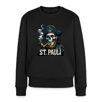 St.Pauli Kiez Hamburg Totenkopf Sankt Pauli - Pull Premium bio Femme - noir - Devant - Julia (174cm)