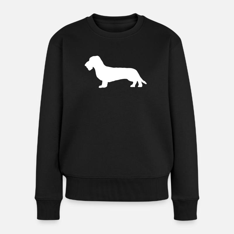 Dackel Rauhaar Hund Dachshund Teckel Silhouette - Frauen Premium Bio Pullover - Schwarz