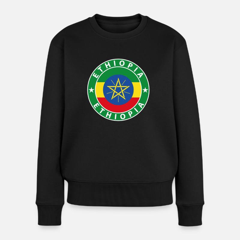 Äthiopien - Frauen Premium Bio Pullover - Schwarz