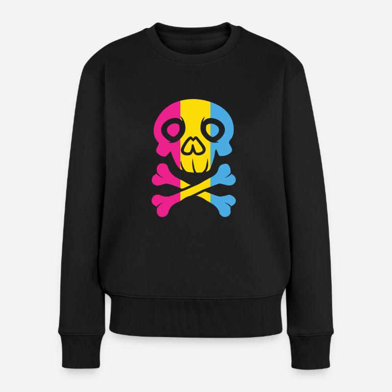 Pansexueller Flaggenschädel - Frauen Premium Bio Pullover - Schwarz