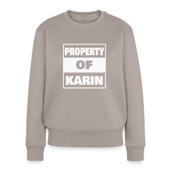 Prénom karin - Pull Premium bio Femme - taupe - Devant - Julia (174cm)