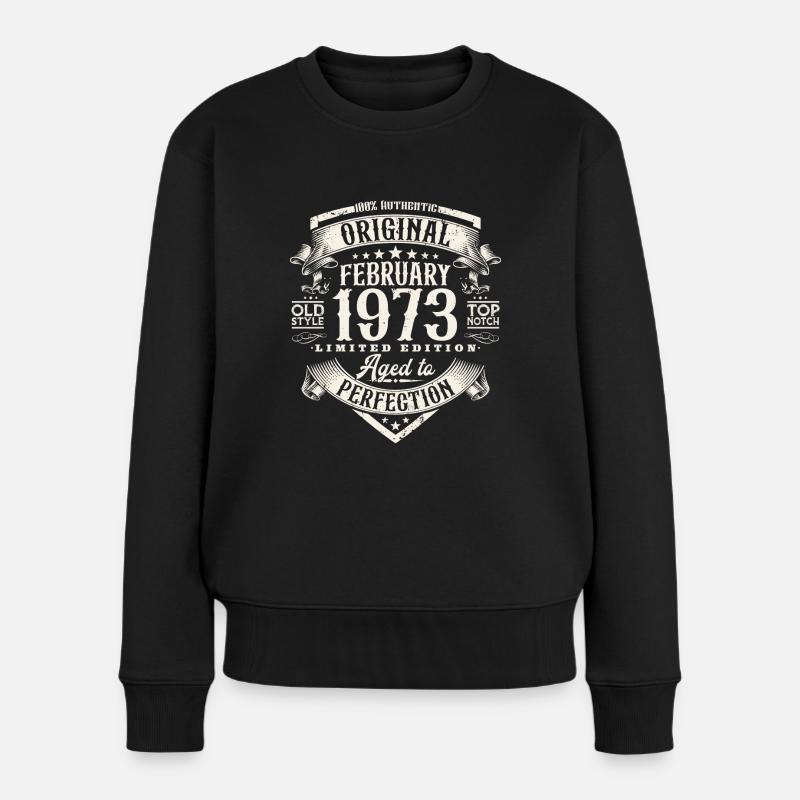 Februar 1973 Jahrgang Geburtstag Retro Geschenk - Frauen Premium Bio Pullover - Schwarz