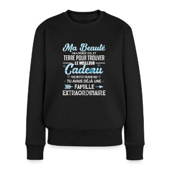 Meilleur cadeau mon amour saint valentin couple - Pull Premium bio Femme - noir - Devant - Julia (174cm)