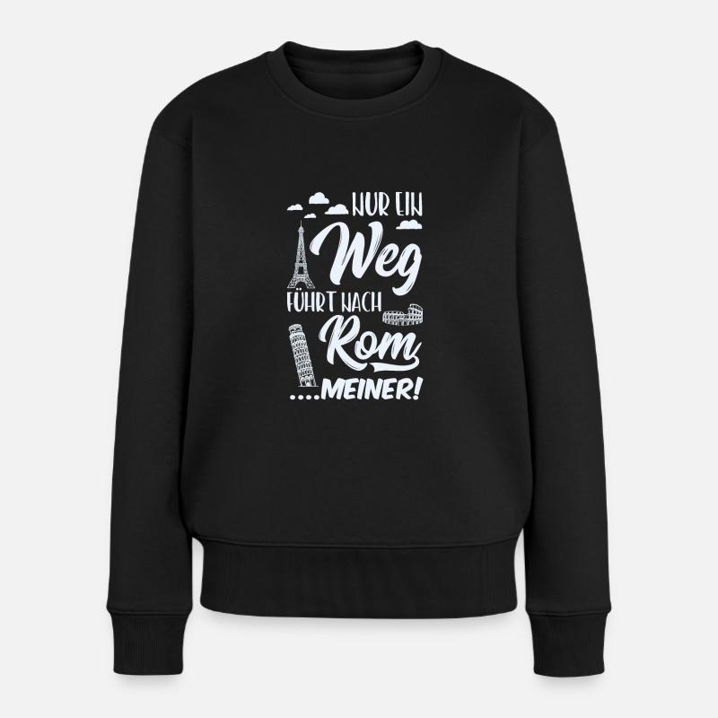 Der Weg nach Rom - Frauen Premium Bio Pullover - Schwarz