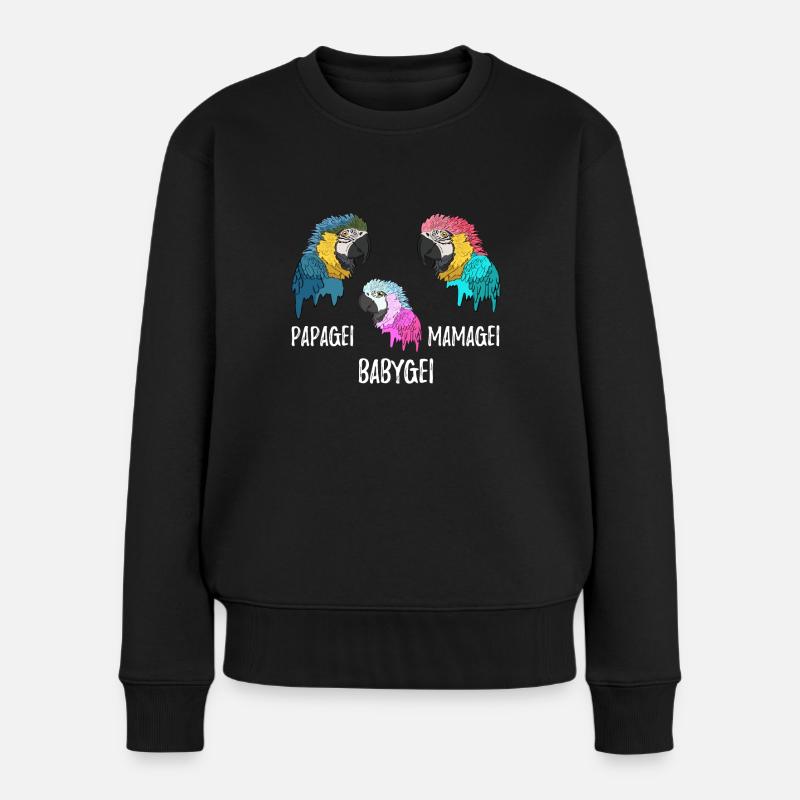 Papagei Mamagei Babygei Geburt - Frauen Premium Bio Pullover - Schwarz
