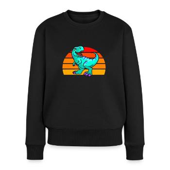 Coucher de soleil sur les dinosaures - Pull Premium bio Femme - noir - Devant - Julia (174cm)