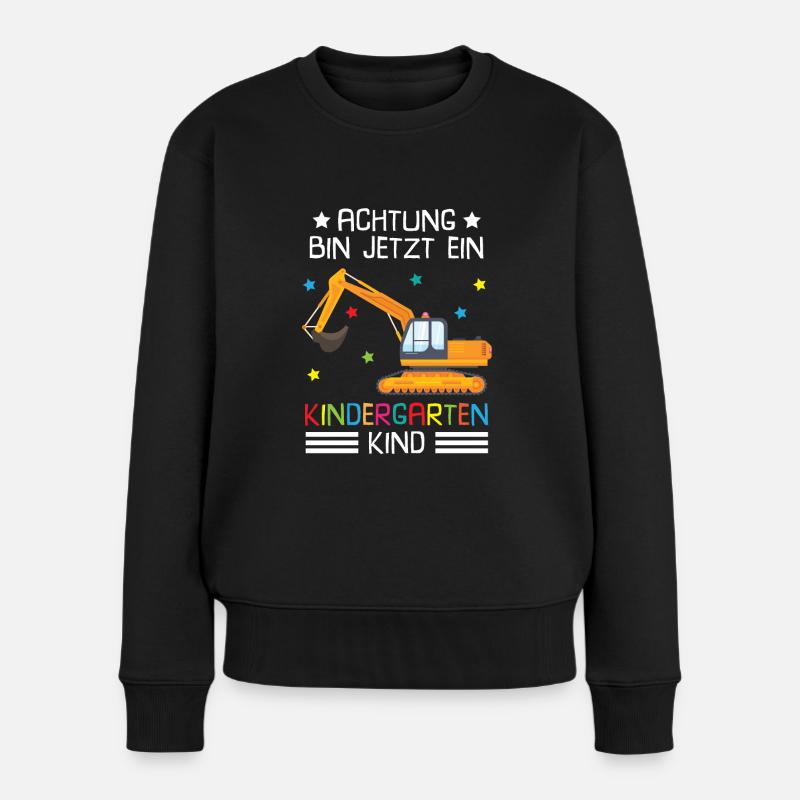 Ich Bin Jetzt Ein Kindergartenkind Bagger - Frauen Premium Bio Pullover - Schwarz