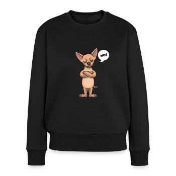 Sturer Chihuahua Hund lustig Chiwawa Hundefan - Frauen Premium Bio Pullover - Schwarz - Vorne - Julia (174cm)