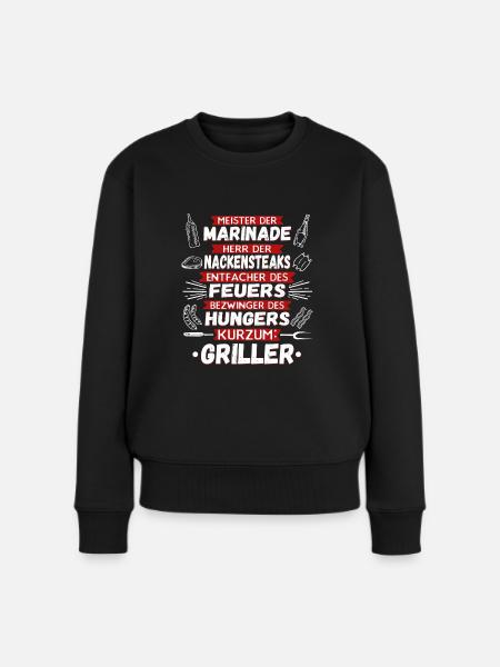 Griller Grillen lustig - Frauen Premium Bio Pullover - Schwarz