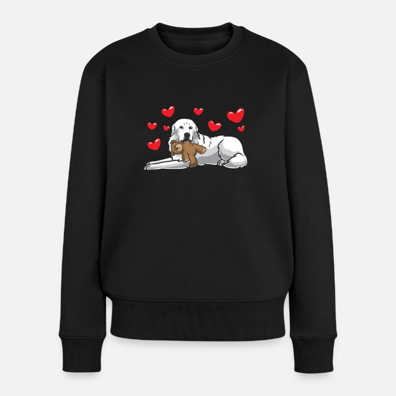 Chien de Montagne des Pyrénées avec peluche - Pull Premium bio Femme - noir