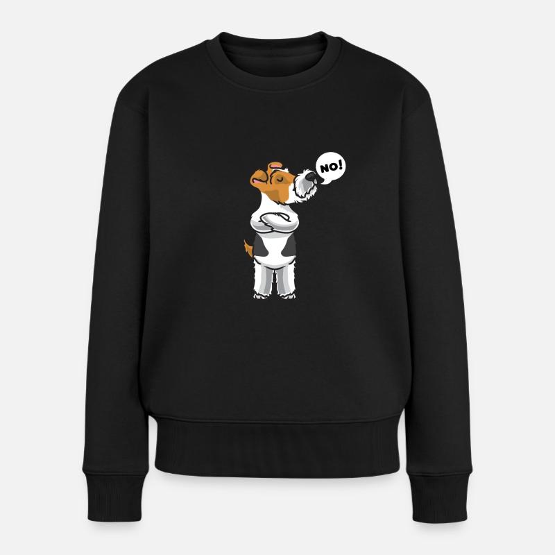 Sturer Foxterrier Hund lustig Drahthaar - Frauen Premium Bio Pullover - Schwarz