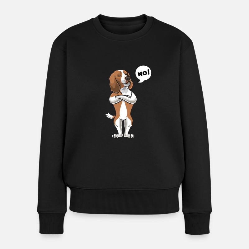 Sturer Welsh Springer Spaniel Hund - Frauen Premium Bio Pullover - Schwarz