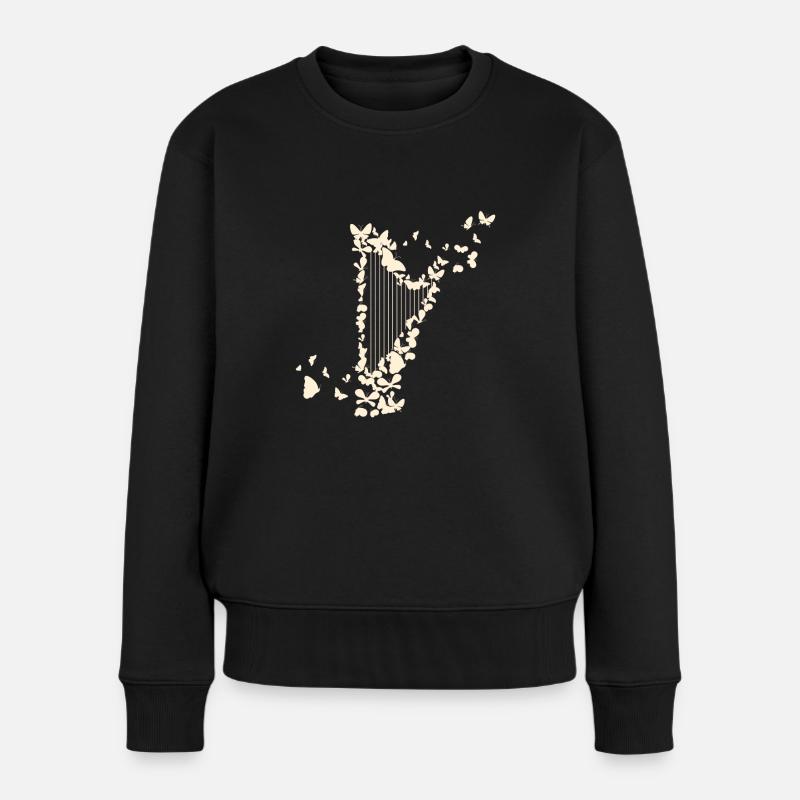 Harfe und Harfenmusik Harfenisten - Frauen Premium Bio Pullover - Schwarz