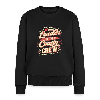 Anführer Cousin Crew Kusine - Frauen Premium Bio Pullover - Schwarz - Vorne - Julia (174cm)