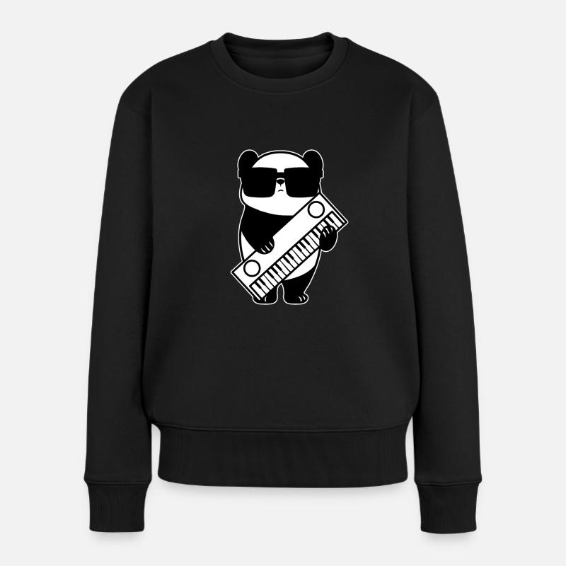 Panda Synthesizer Keyboard Instrument - Frauen Premium Bio Pullover - Schwarz