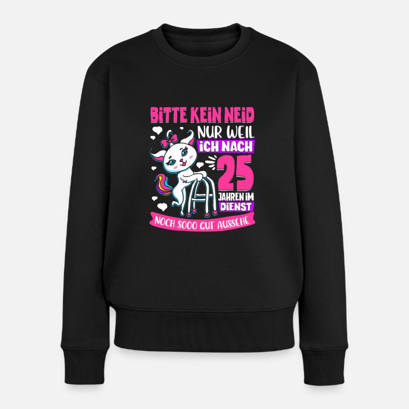 25 Jähriges Dienstjubiläum Firmenjubiläum - Frauen Premium Bio Pullover - Schwarz
