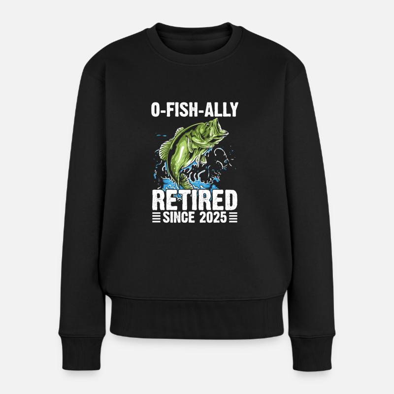 Ruhestand Zitat OFishAlly im Ruhestand 2025 - Frauen Premium Bio Pullover - Schwarz